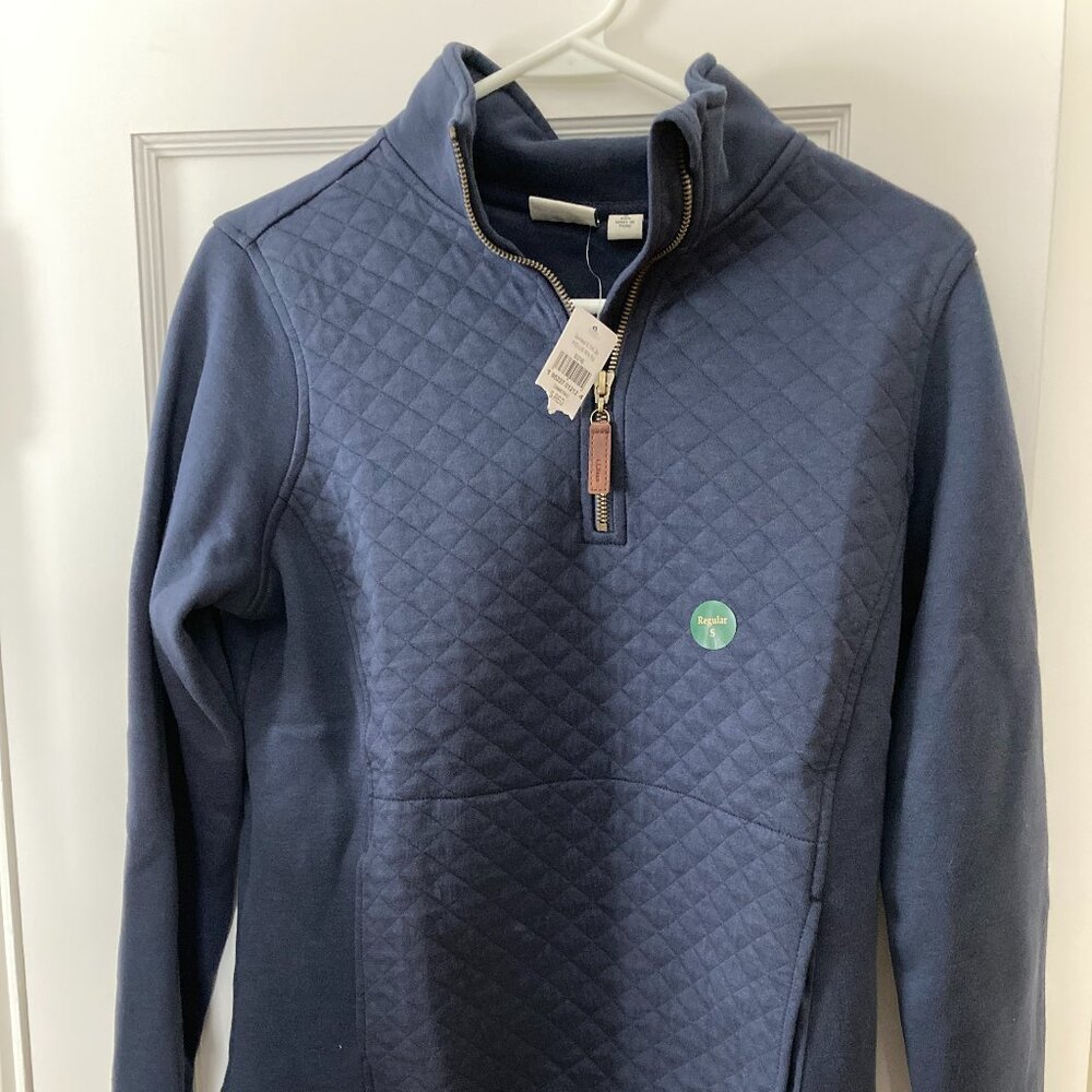 L.L. Bean Quilted Quarter Zip Pullover Long Sleeve Small Classic Navy NWT